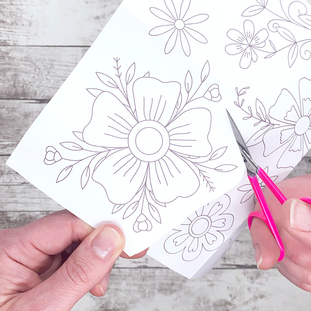cutting out an iron on embroidery transfer - how to use an embroidery transfer