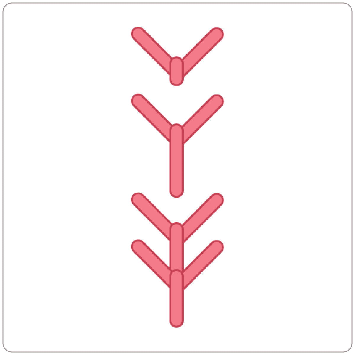 Step-by-step illustration showing how to do the fly stitch. Includes numbered steps: bringing the needle up and down to form a loop, securing the ‘V’ shape with a vertical stitch, and examples of individual and repeated fly stitches.