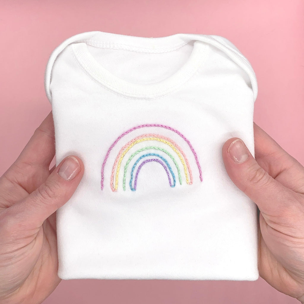 Rainbow Baby Grow - Lazy May Embroidery