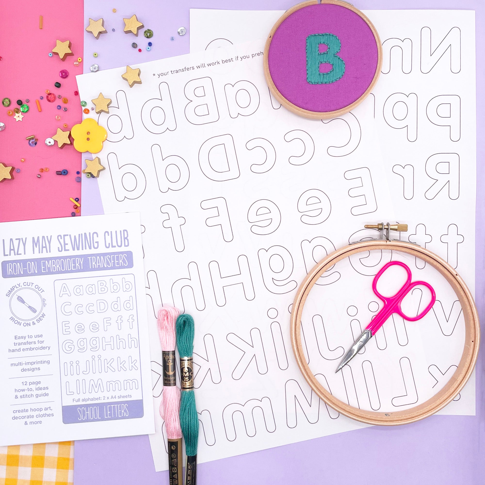 School Letters: Alphabet Embroidery Patterns (iron-on transfers