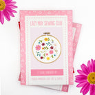 Lazy May Sewing Club embroidery kit packaging with floral design – creative gift for beginner stitchers.