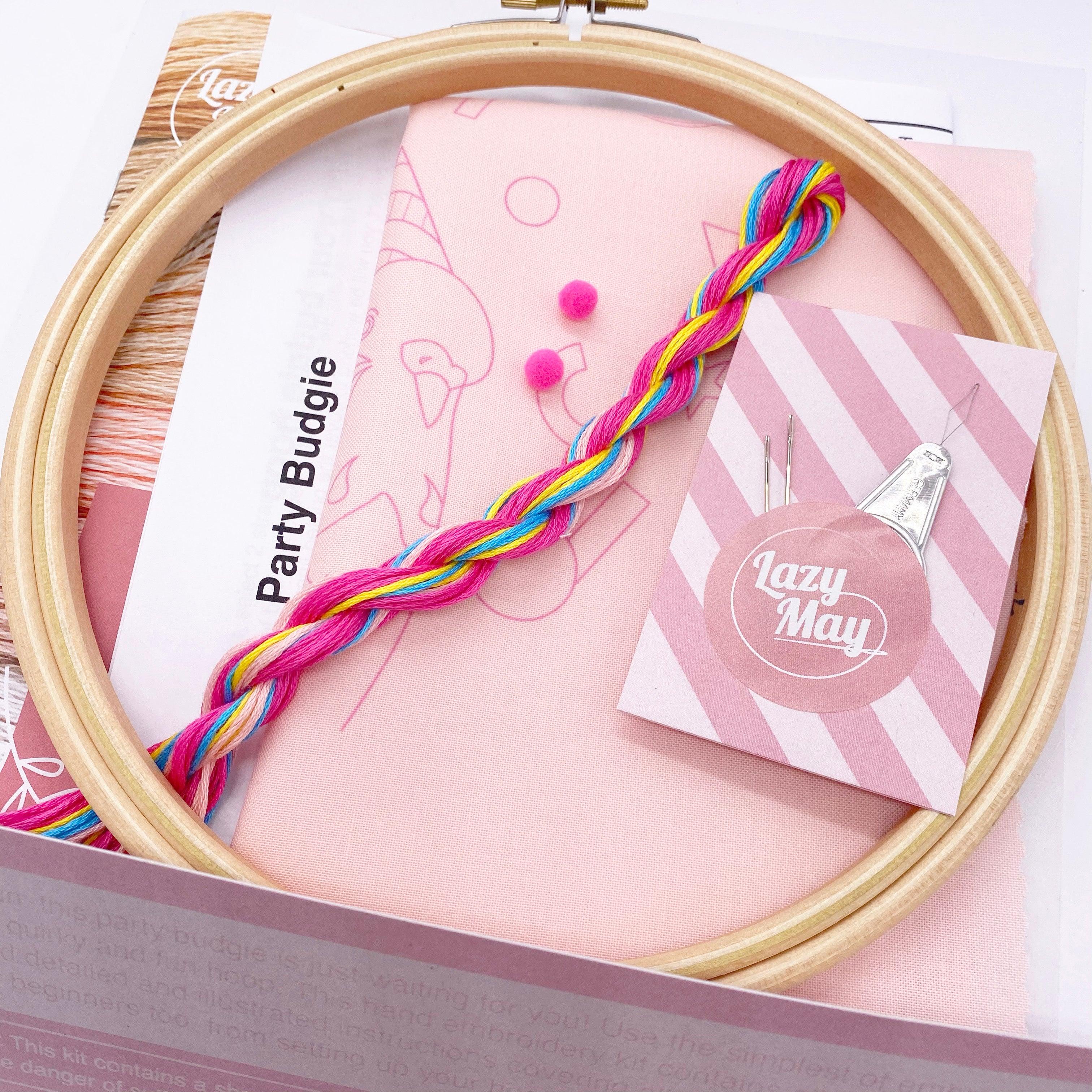 Party Budgie: Modern Embroidery Kit - Lazy May Embroidery