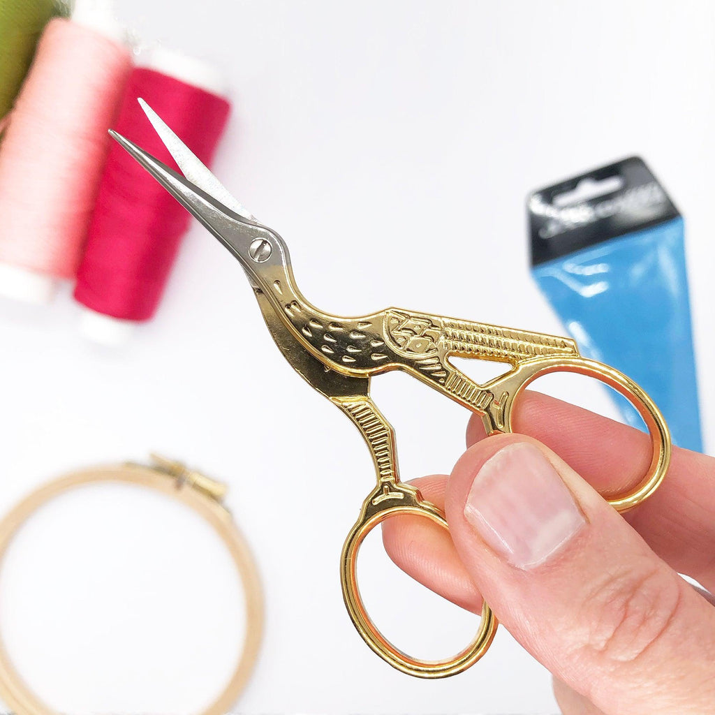 Gold Jamone Stork Embroidery Scissors - Lazy May Embroidery