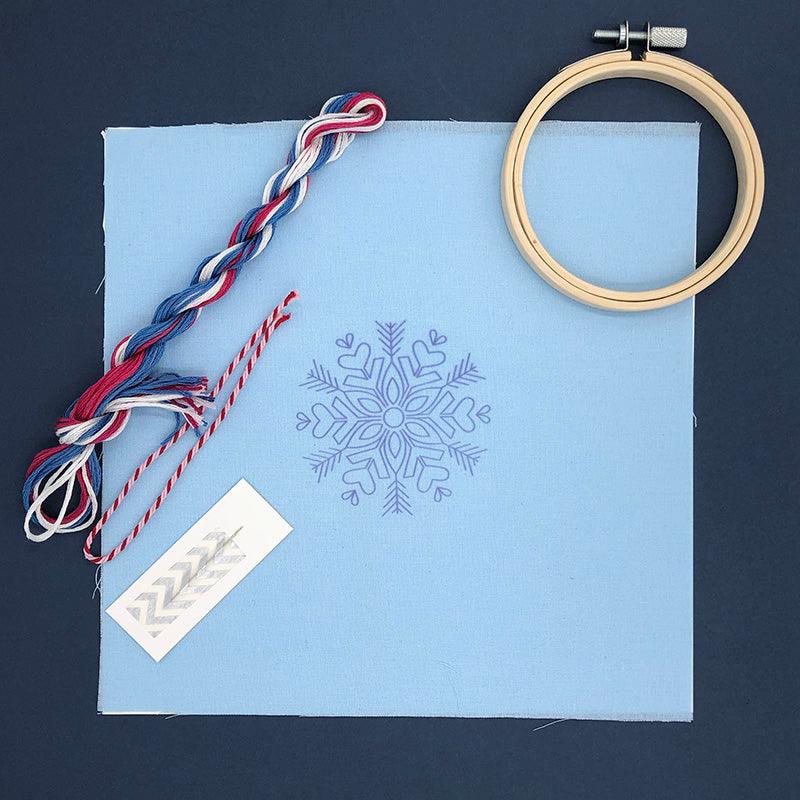 Snowflake Christmas Decoration: Modern Embroidery Kit - Lazy May Embroidery