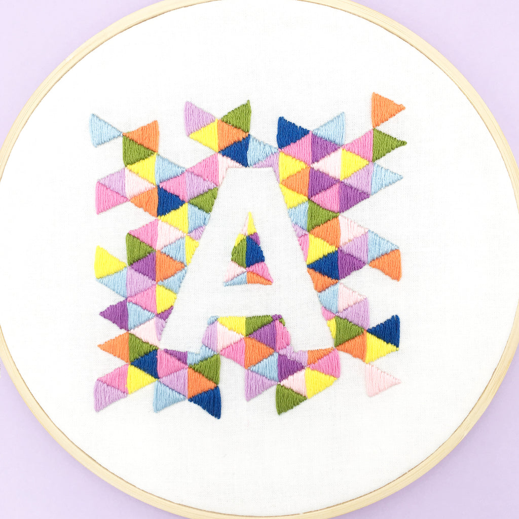 Geometric Alphabet Hoop - Lazy May Embroidery
