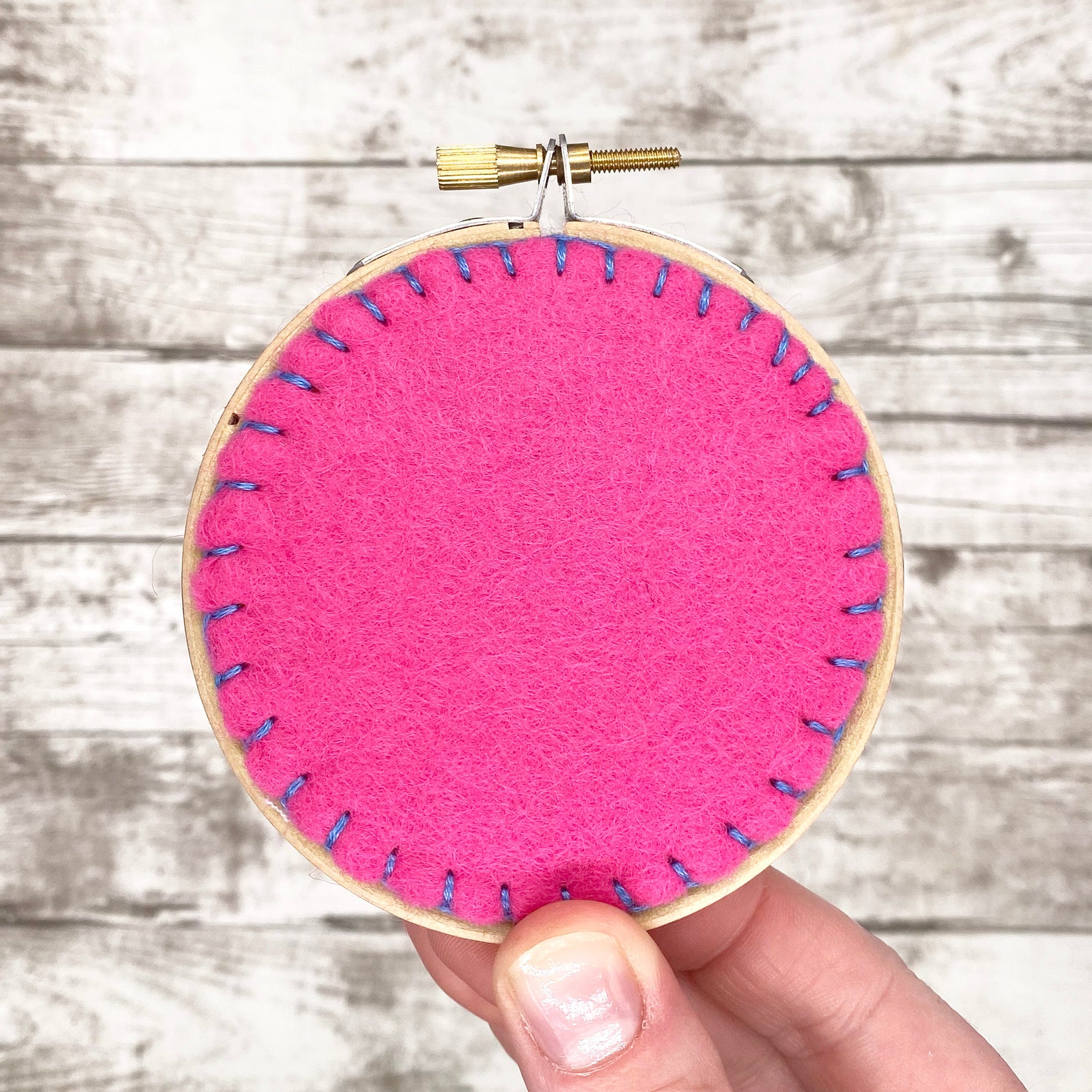 embroidery hoop with felt backing added