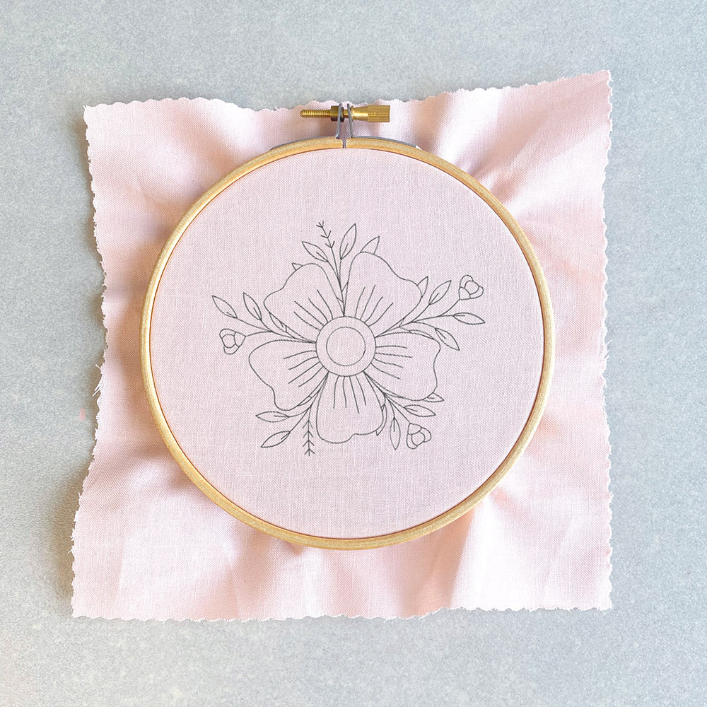 how to set up your embroidery hoop fabric mounted in hoop