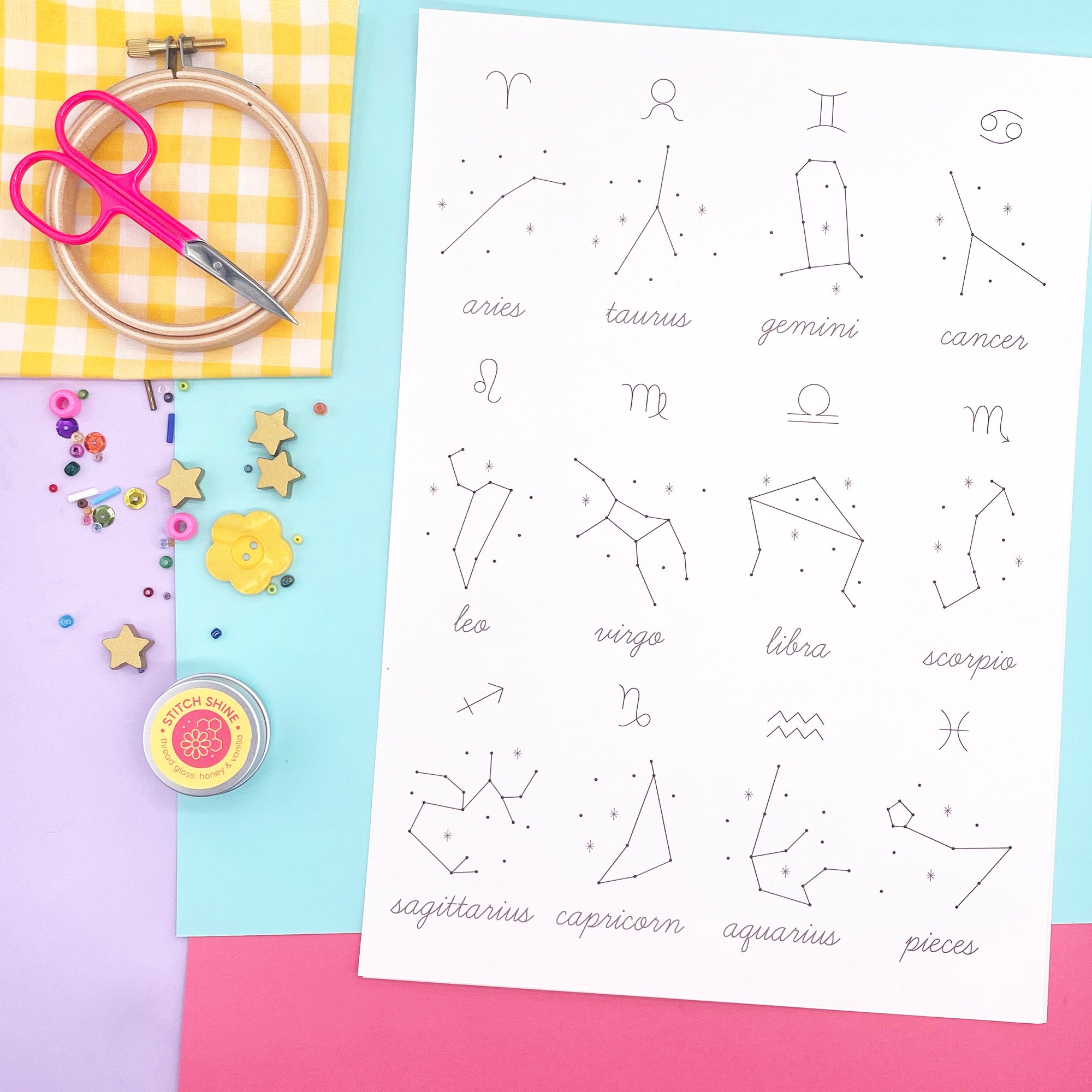 Zodiac: Star Sign Embroidery Patterns (iron-on transfers) – Lazy May ...