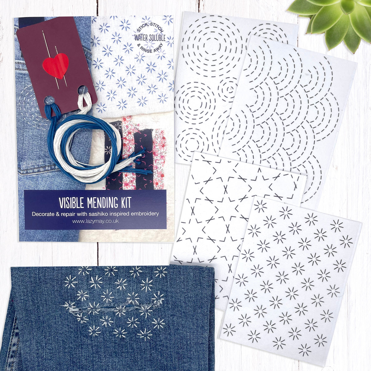 Visible Mending Kit: Sashiko Inspired Stick and Stitch Patterns – Lazy ...