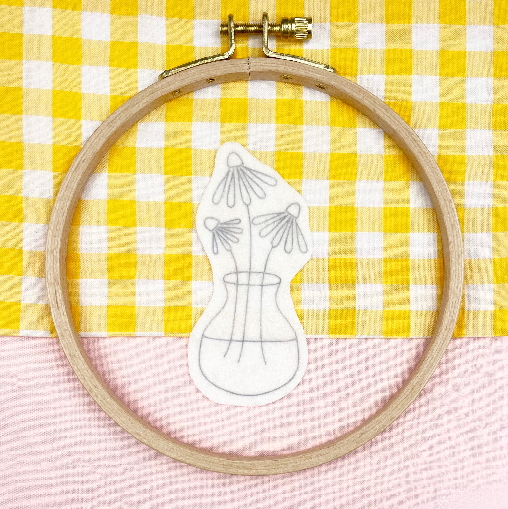 embroidery pattern transferred on to felt, read for appliqué project