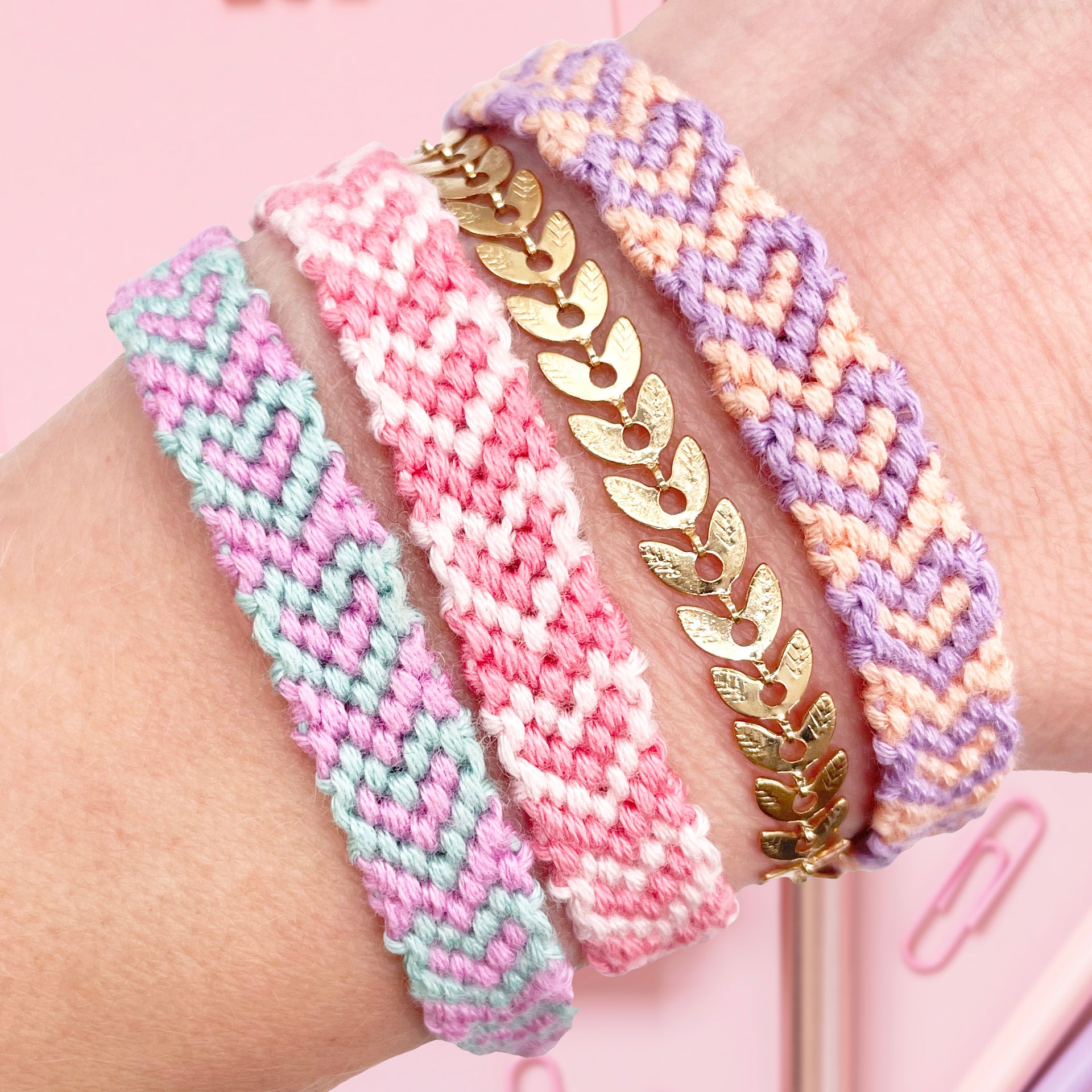Friendship Bracelet Making Kit: Pastel Hearts – Lazy May Sewing Club