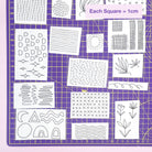 Samples of various embroidery patterns on paper with grid for scale, Slow Stitching Textures: Stick and Stitch Embroidery Patterns