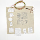 Iron-On Embroidery Patterns: Slow Stitching Textures with needle, threads, scissors, and fabric for beginner embroidery projects