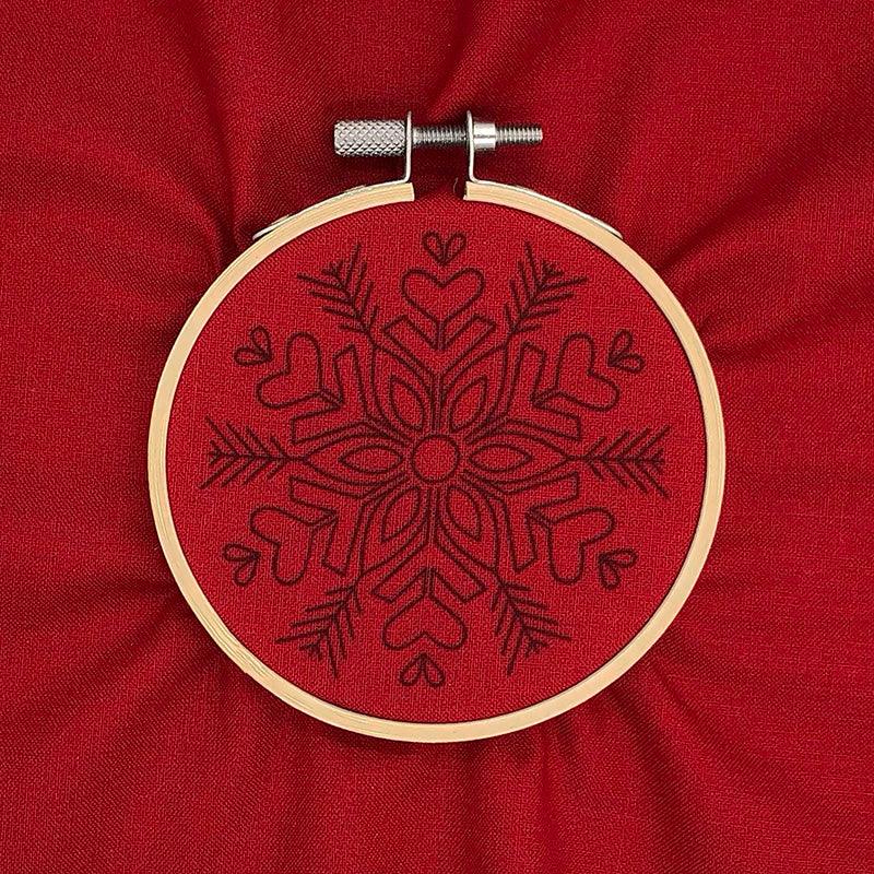 Snowflake Christmas Decoration (Red): Modern Embroidery Kit - Lazy May Embroidery