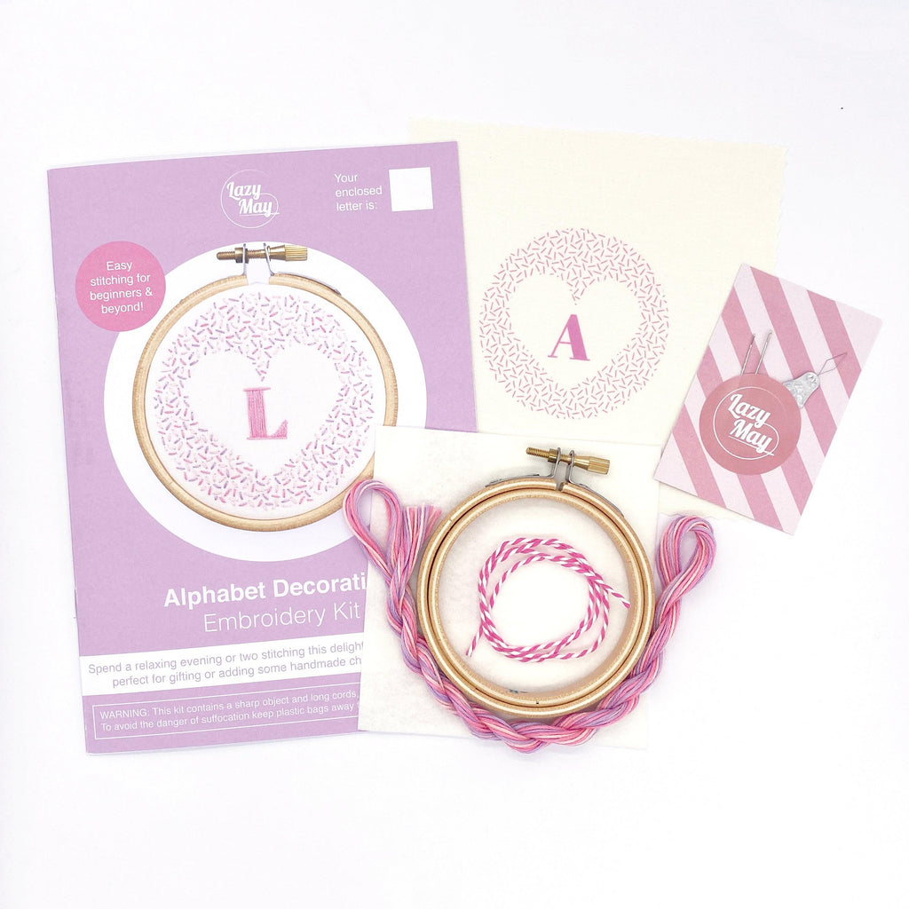 Alphabet Heart: Modern Embroidery Kit - Lazy May Embroidery