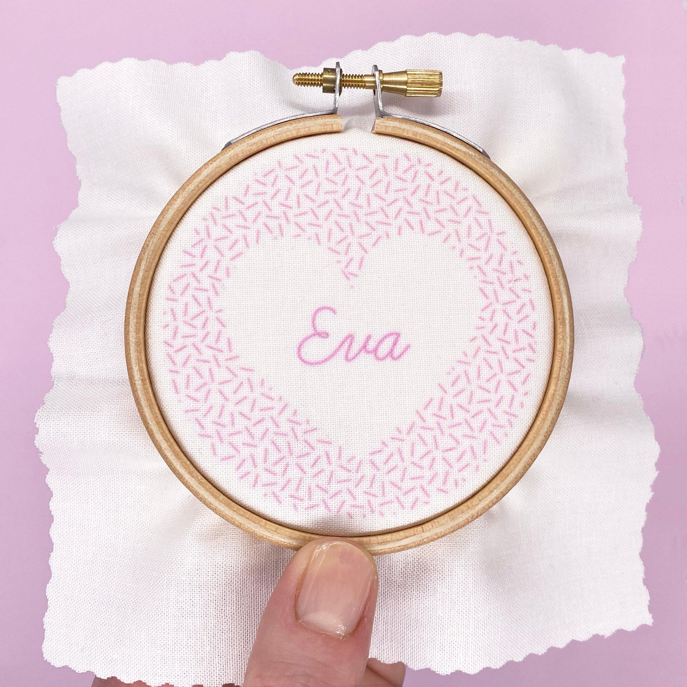 Pink Personalised Heart: Modern Embroidery Kit - Lazy May Embroidery