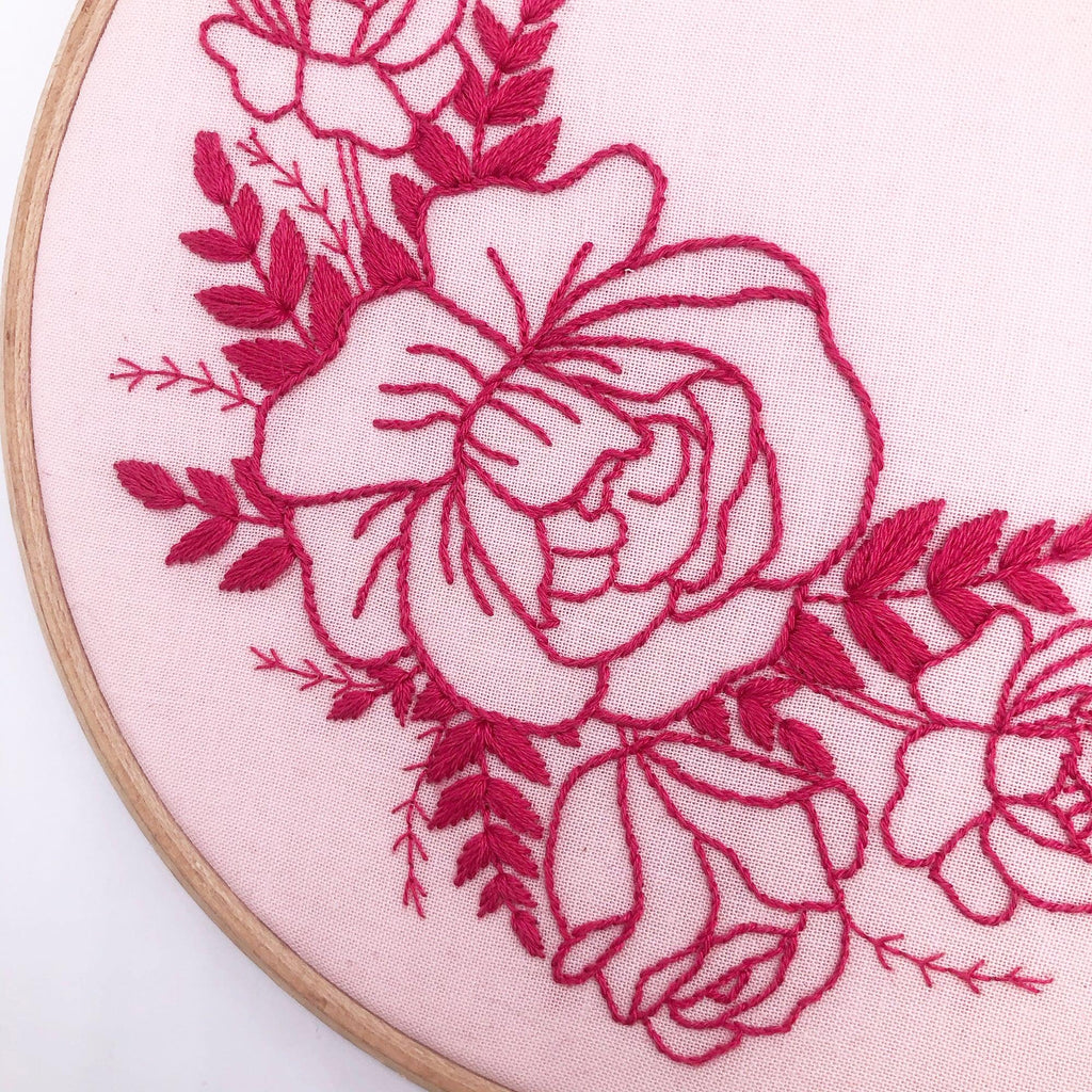 Rose Bouquet: Modern Floral Embroidery Kit - Lazy May Embroidery