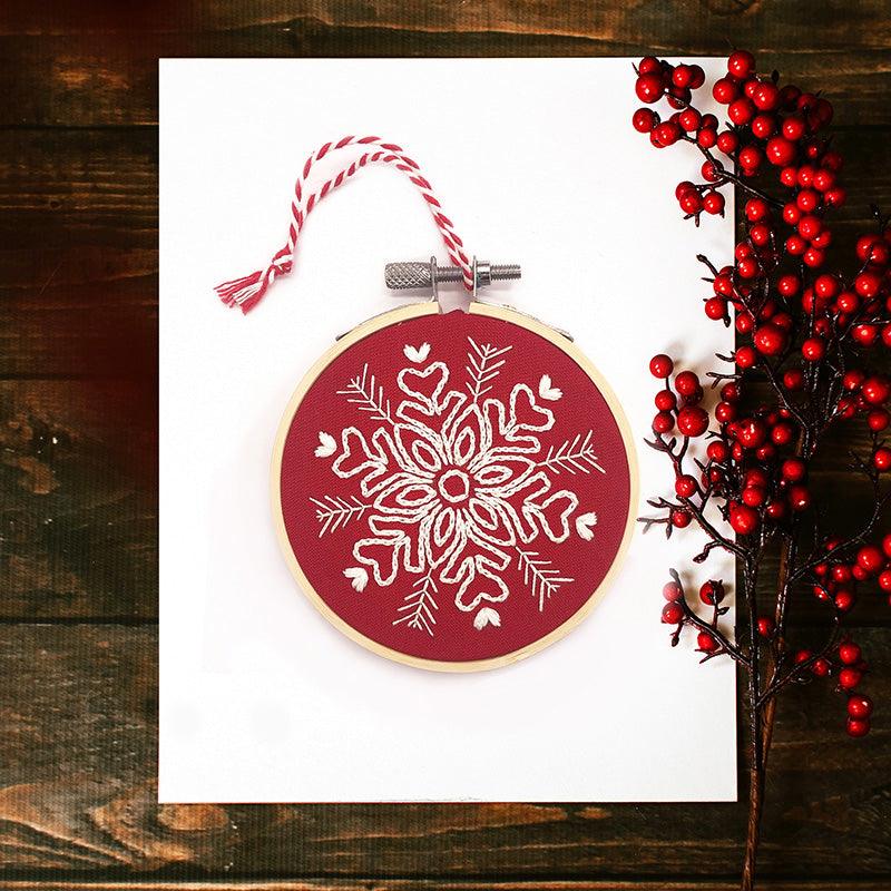 Snowflake Christmas Decoration (Red): Modern Embroidery Kit - Lazy May Embroidery