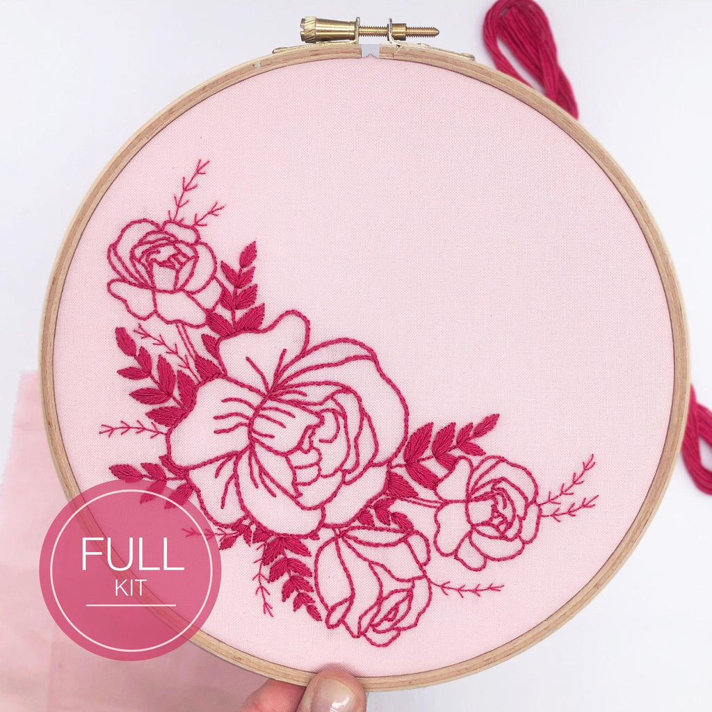 Rose Bouquet: Modern Floral Embroidery Kit - Lazy May Embroidery