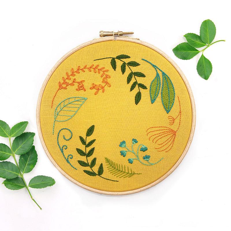 Leaf Wreath: Modern Floral Embroidery Kit - Lazy May Embroidery